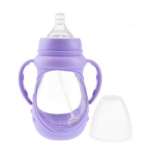 240ml Anti-colic Glass glass baby bottle with silicone sleeve